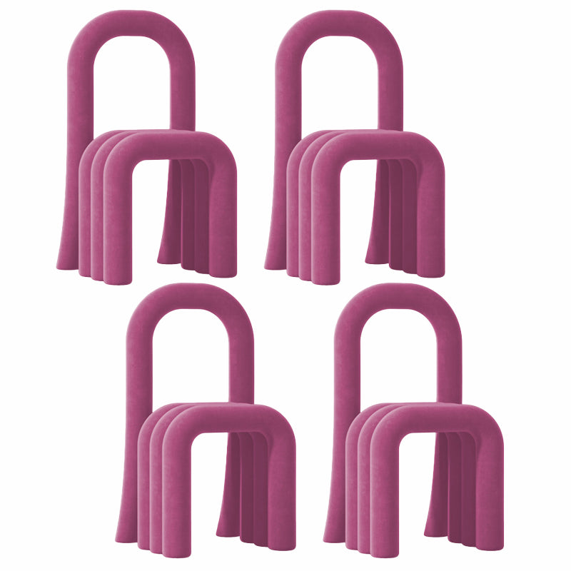 Contemporary Velvet Armless Dining Chairs Metal Dining Chair for Home Use Purple-Red 4 Piece Set Clearhalo 'Dining Chairs' 'Dining Tables & Seating' 'dining_chair' 'furn' 'furn_dining_chair' 'Furniture' 'Kitchen & Dining Furniture' 5226189