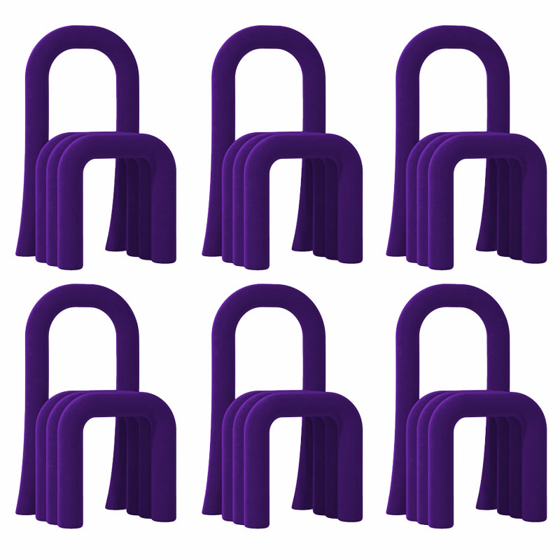 Contemporary Velvet Armless Dining Chairs Metal Dining Chair for Home Use Dark Purple 6 Piece Set Clearhalo 'Dining Chairs' 'Dining Tables & Seating' 'dining_chair' 'furn' 'furn_dining_chair' 'Furniture' 'Kitchen & Dining Furniture' 5226198