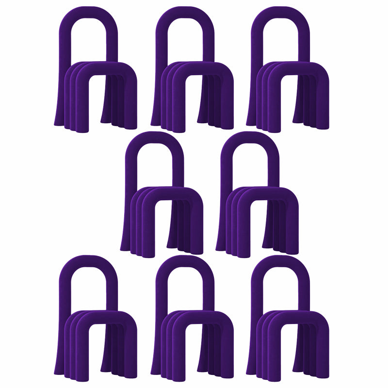 Contemporary Velvet Armless Dining Chairs Metal Dining Chair for Home Use Dark Purple 8 Piece Set Clearhalo 'Dining Chairs' 'Dining Tables & Seating' 'dining_chair' 'furn' 'furn_dining_chair' 'Furniture' 'Kitchen & Dining Furniture' 5226199