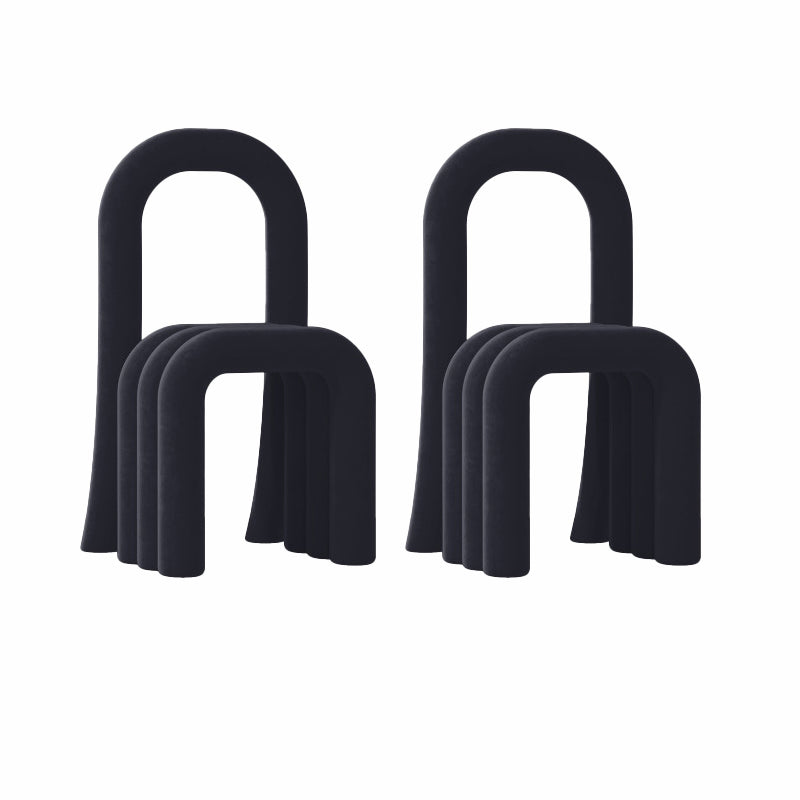 Contemporary Velvet Armless Dining Chairs Metal Dining Chair for Home Use Black 2 Piece Set Clearhalo 'Dining Chairs' 'Dining Tables & Seating' 'dining_chair' 'furn' 'furn_dining_chair' 'Furniture' 'Kitchen & Dining Furniture' 5226200