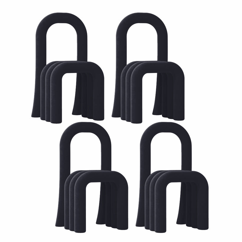 Contemporary Velvet Armless Dining Chairs Metal Dining Chair for Home Use Black 4 Piece Set Clearhalo 'Dining Chairs' 'Dining Tables & Seating' 'dining_chair' 'furn' 'furn_dining_chair' 'Furniture' 'Kitchen & Dining Furniture' 5226201