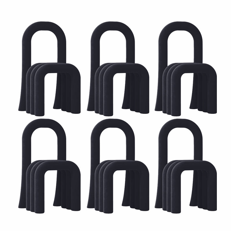 Contemporary Velvet Armless Dining Chairs Metal Dining Chair for Home Use Black 6 Piece Set Clearhalo 'Dining Chairs' 'Dining Tables & Seating' 'dining_chair' 'furn' 'furn_dining_chair' 'Furniture' 'Kitchen & Dining Furniture' 5226202