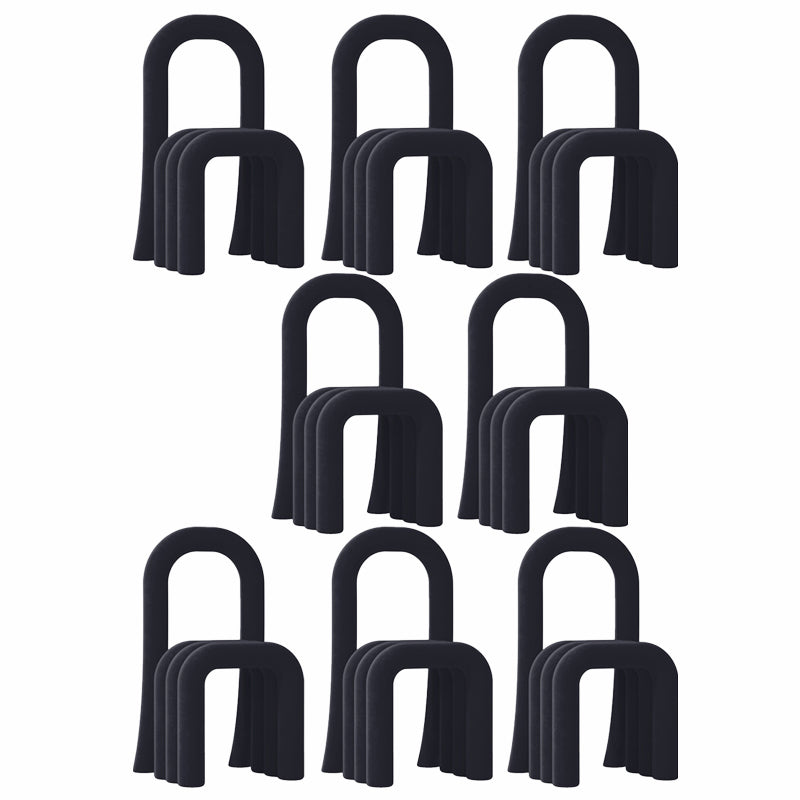 Contemporary Velvet Armless Dining Chairs Metal Dining Chair for Home Use Black 8 Piece Set Clearhalo 'Dining Chairs' 'Dining Tables & Seating' 'dining_chair' 'furn' 'furn_dining_chair' 'Furniture' 'Kitchen & Dining Furniture' 5226203