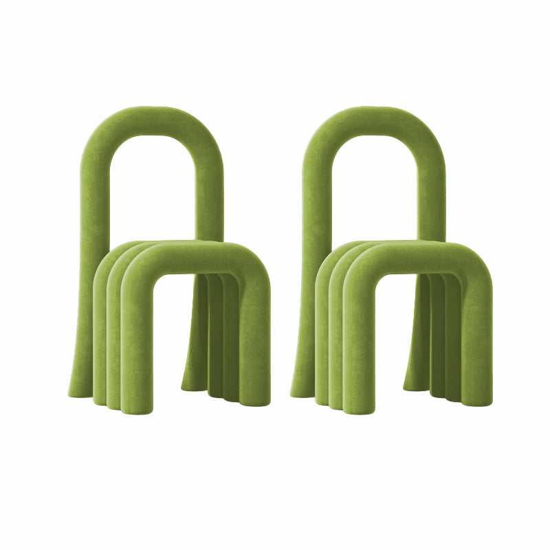 Contemporary Velvet Armless Dining Chairs Metal Dining Chair for Home Use Light Green 2 Piece Set Clearhalo 'Dining Chairs' 'Dining Tables & Seating' 'dining_chair' 'furn' 'furn_dining_chair' 'Furniture' 'Kitchen & Dining Furniture' 5226204