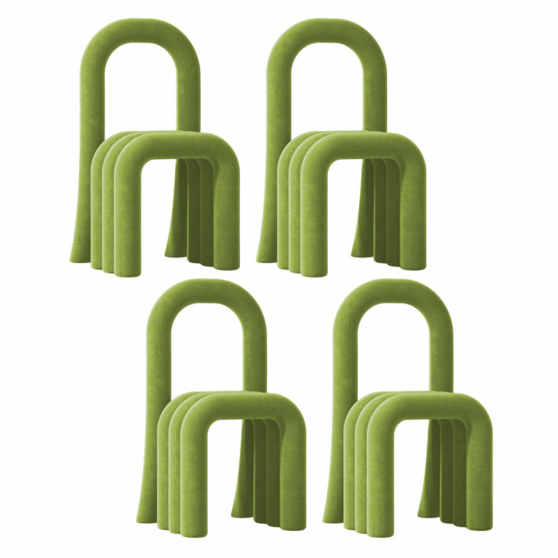 Contemporary Velvet Armless Dining Chairs Metal Dining Chair for Home Use Light Green 4 Piece Set Clearhalo 'Dining Chairs' 'Dining Tables & Seating' 'dining_chair' 'furn' 'furn_dining_chair' 'Furniture' 'Kitchen & Dining Furniture' 5226205