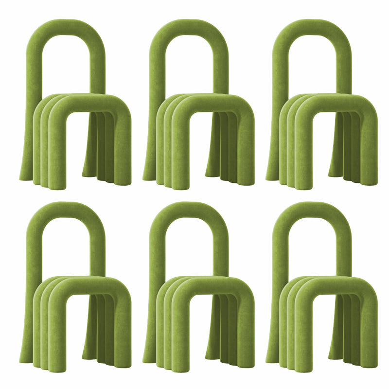 Contemporary Velvet Armless Dining Chairs Metal Dining Chair for Home Use Light Green 6 Piece Set Clearhalo 'Dining Chairs' 'Dining Tables & Seating' 'dining_chair' 'furn' 'furn_dining_chair' 'Furniture' 'Kitchen & Dining Furniture' 5226206