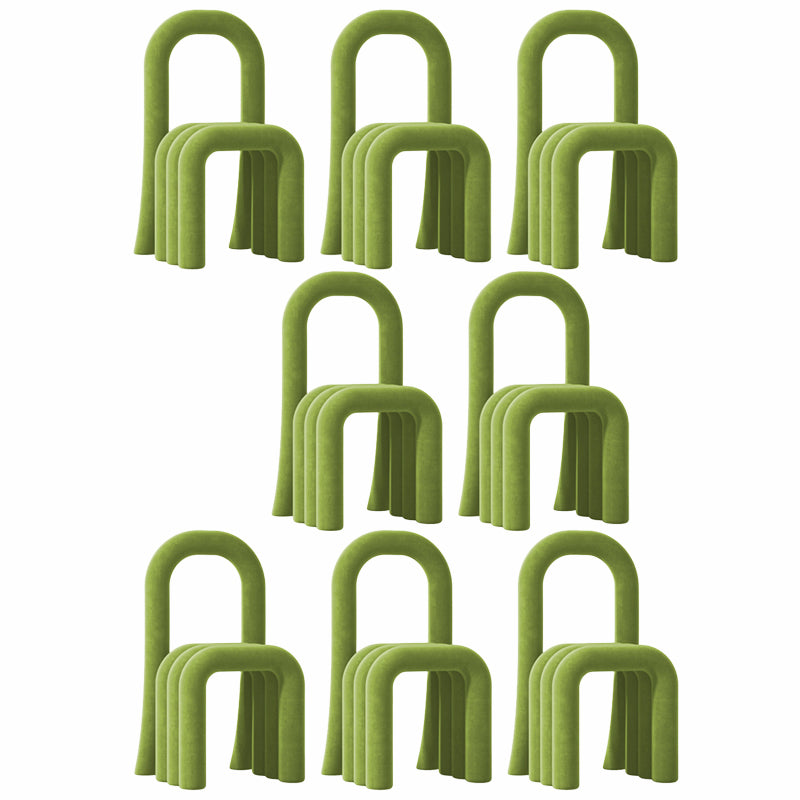 Contemporary Velvet Armless Dining Chairs Metal Dining Chair for Home Use Light Green 8 Piece Set Clearhalo 'Dining Chairs' 'Dining Tables & Seating' 'dining_chair' 'furn' 'furn_dining_chair' 'Furniture' 'Kitchen & Dining Furniture' 5226207
