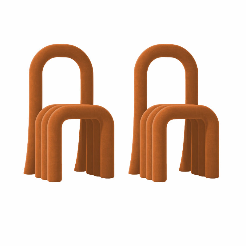 Contemporary Velvet Armless Dining Chairs Metal Dining Chair for Home Use Light Brown 2 Piece Set Clearhalo 'Dining Chairs' 'Dining Tables & Seating' 'dining_chair' 'furn' 'furn_dining_chair' 'Furniture' 'Kitchen & Dining Furniture' 5226208