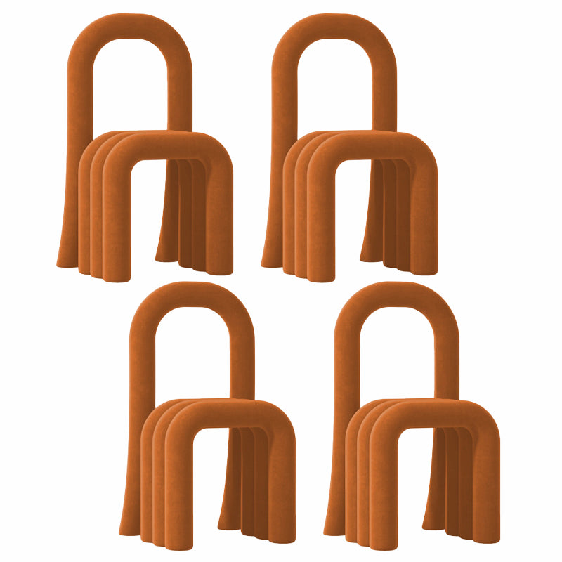 Contemporary Velvet Armless Dining Chairs Metal Dining Chair for Home Use Light Brown 4 Piece Set Clearhalo 'Dining Chairs' 'Dining Tables & Seating' 'dining_chair' 'furn' 'furn_dining_chair' 'Furniture' 'Kitchen & Dining Furniture' 5226209