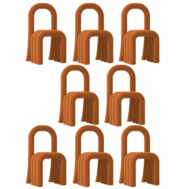 Contemporary Velvet Armless Dining Chairs Metal Dining Chair for Home Use Light Brown 8 Piece Set Clearhalo 'Dining Chairs' 'Dining Tables & Seating' 'dining_chair' 'furn' 'furn_dining_chair' 'Furniture' 'Kitchen & Dining Furniture' 5226211