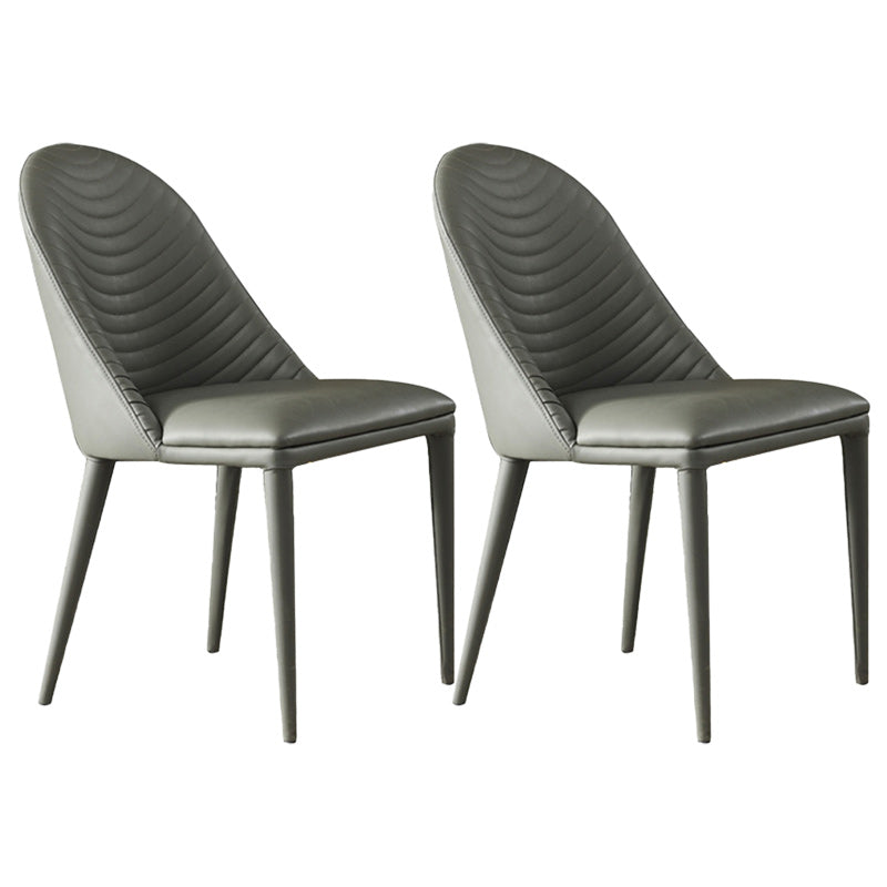 Modern Style Faux Leather Dining Chairs Metal Armless Dining Chair for Home Use Dark Gray 2 Piece Set Clearhalo 'Dining Chairs' 'Dining Tables & Seating' 'dining_chair' 'furn' 'furn_dining_chair' 'Furniture' 'Kitchen & Dining Furniture' 5226268