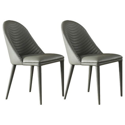 Modern Style Faux Leather Dining Chairs Metal Armless Dining Chair for Home Use Dark Gray 2 Piece Set Clearhalo 'Dining Chairs' 'Dining Tables & Seating' 'dining_chair' 'furn' 'furn_dining_chair' 'Furniture' 'Kitchen & Dining Furniture' 5226268