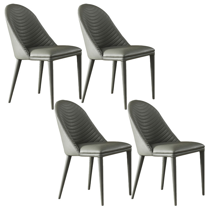 Modern Style Faux Leather Dining Chairs Metal Armless Dining Chair for Home Use Dark Gray 4 Piece Set Clearhalo 'Dining Chairs' 'Dining Tables & Seating' 'dining_chair' 'furn' 'furn_dining_chair' 'Furniture' 'Kitchen & Dining Furniture' 5226269