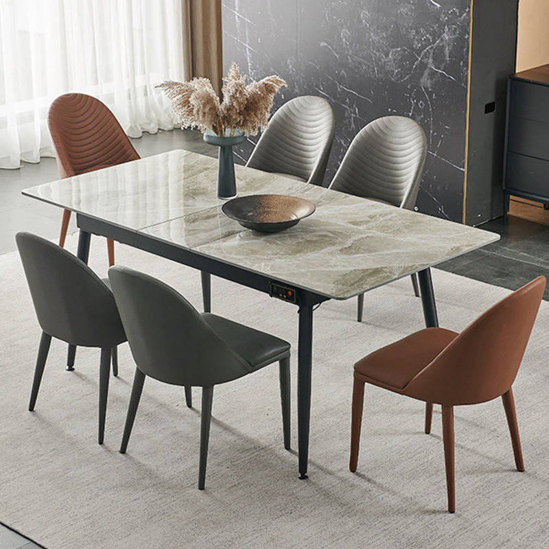 Modern Style Faux Leather Dining Chairs Metal Armless Dining Chair for Home Use Clearhalo 'Dining Chairs' 'Dining Tables & Seating' 'dining_chair' 'furn' 'furn_dining_chair' 'Furniture' 'Kitchen & Dining Furniture' 5226270