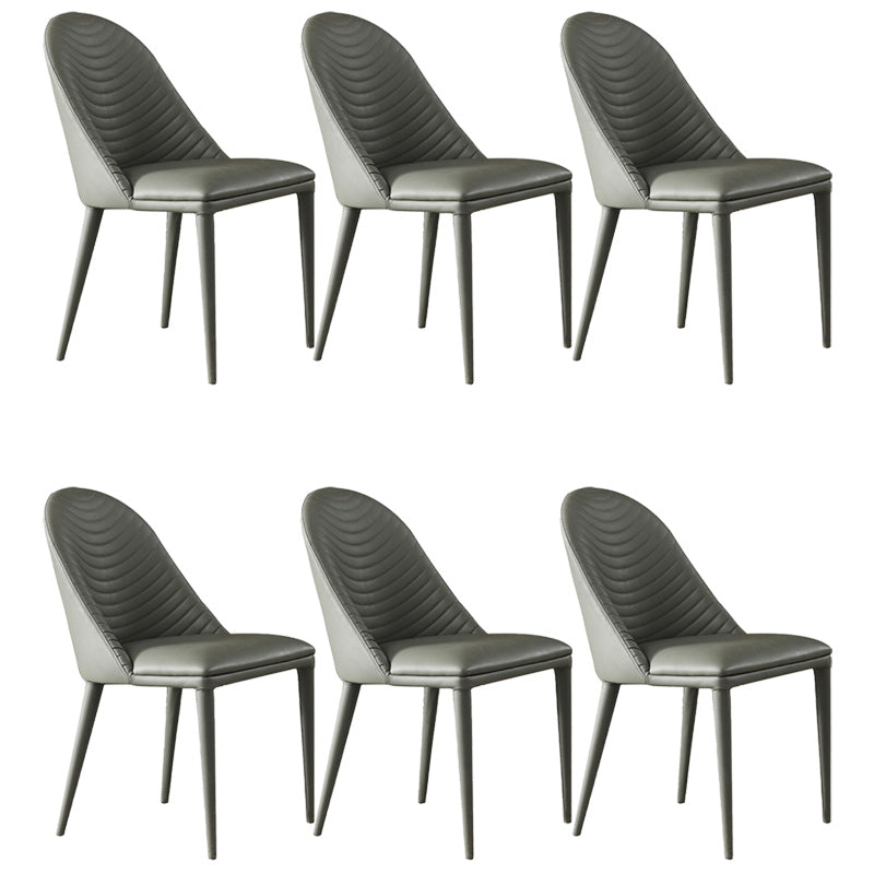 Modern Style Faux Leather Dining Chairs Metal Armless Dining Chair for Home Use Dark Gray 6 Piece Set Clearhalo 'Dining Chairs' 'Dining Tables & Seating' 'dining_chair' 'furn' 'furn_dining_chair' 'Furniture' 'Kitchen & Dining Furniture' 5226271