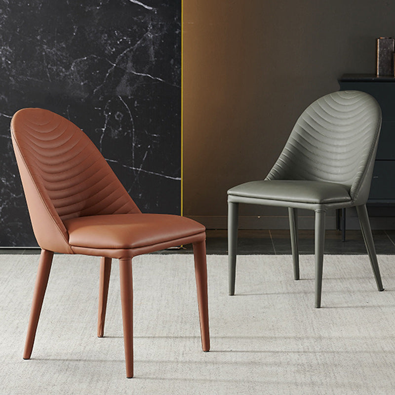 Modern Style Faux Leather Dining Chairs Metal Armless Dining Chair for Home Use Clearhalo 'Dining Chairs' 'Dining Tables & Seating' 'dining_chair' 'furn' 'furn_dining_chair' 'Furniture' 'Kitchen & Dining Furniture' 5226272