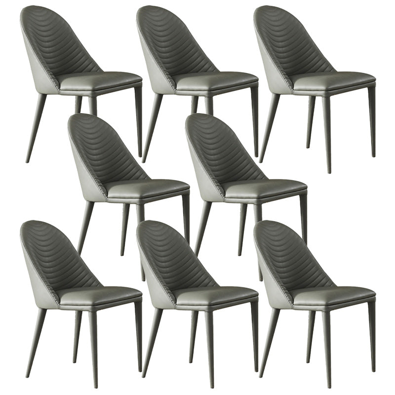 Modern Style Faux Leather Dining Chairs Metal Armless Dining Chair for Home Use Dark Gray 8 Piece Set Clearhalo 'Dining Chairs' 'Dining Tables & Seating' 'dining_chair' 'furn' 'furn_dining_chair' 'Furniture' 'Kitchen & Dining Furniture' 5226274