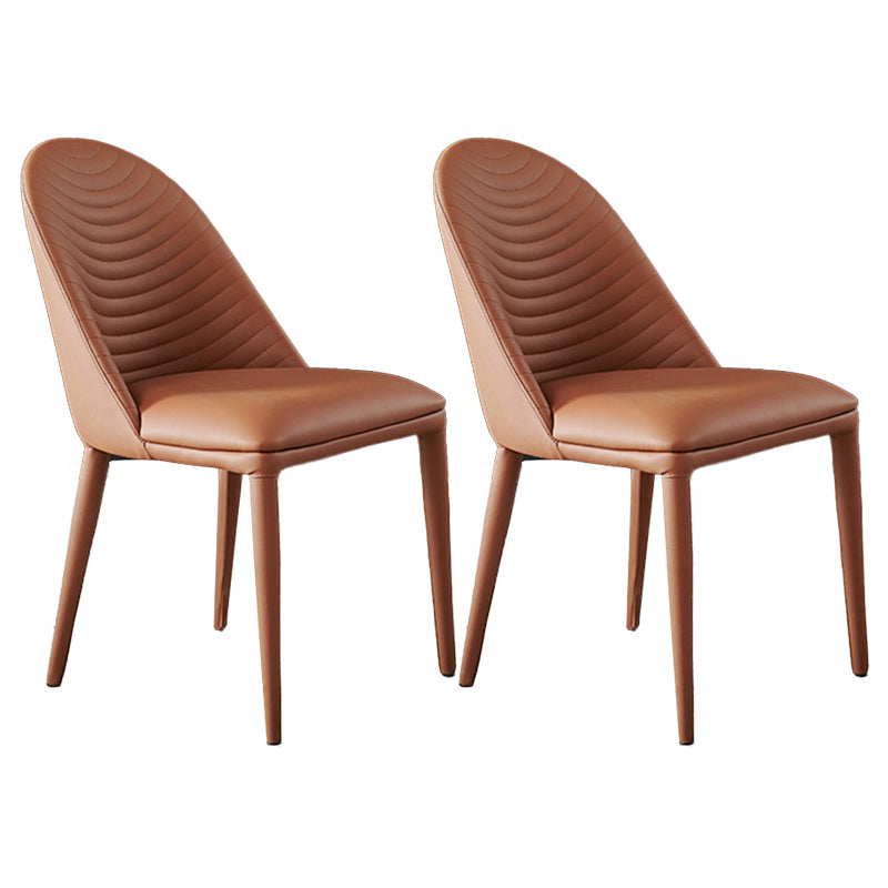 Modern Style Faux Leather Dining Chairs Metal Armless Dining Chair for Home Use Coffee 2 Piece Set Clearhalo 'Dining Chairs' 'Dining Tables & Seating' 'dining_chair' 'furn' 'furn_dining_chair' 'Furniture' 'Kitchen & Dining Furniture' 5226275