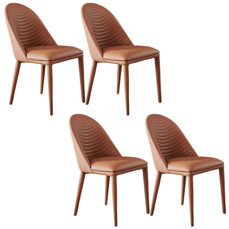 Modern Style Faux Leather Dining Chairs Metal Armless Dining Chair for Home Use Coffee 4 Piece Set Clearhalo 'Dining Chairs' 'Dining Tables & Seating' 'dining_chair' 'furn' 'furn_dining_chair' 'Furniture' 'Kitchen & Dining Furniture' 5226277