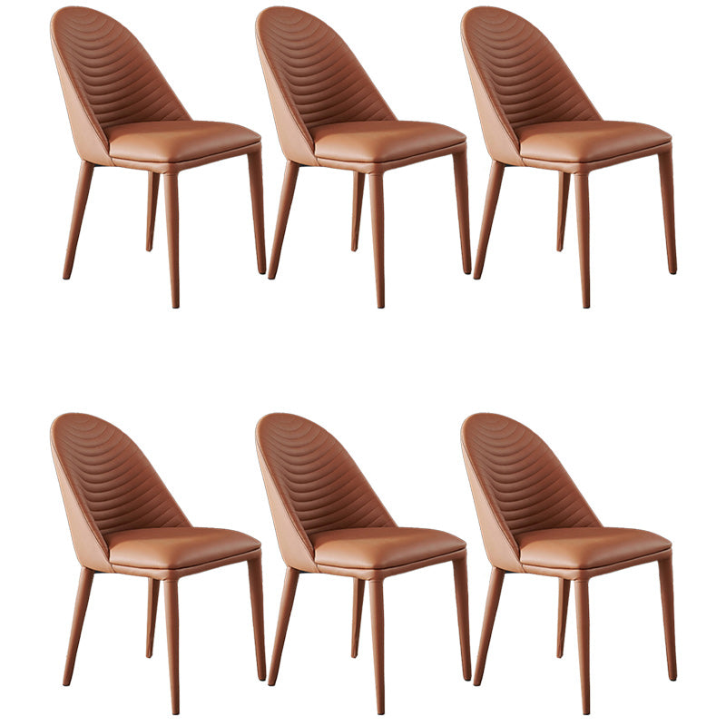 Modern Style Faux Leather Dining Chairs Metal Armless Dining Chair for Home Use Coffee 6 Piece Set Clearhalo 'Dining Chairs' 'Dining Tables & Seating' 'dining_chair' 'furn' 'furn_dining_chair' 'Furniture' 'Kitchen & Dining Furniture' 5226280