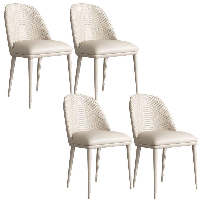 Modern Style Faux Leather Dining Chairs Metal Armless Dining Chair for Home Use Off-White 4 Piece Set Clearhalo 'Dining Chairs' 'Dining Tables & Seating' 'dining_chair' 'furn' 'furn_dining_chair' 'Furniture' 'Kitchen & Dining Furniture' 5226285