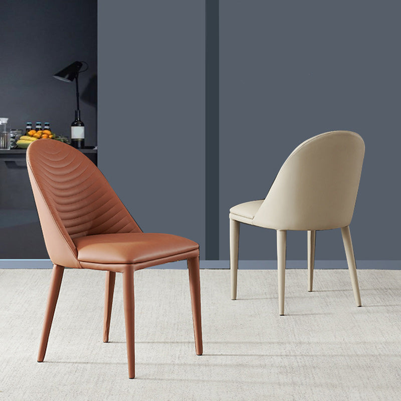 Modern Style Faux Leather Dining Chairs Metal Armless Dining Chair for Home Use Clearhalo 'Dining Chairs' 'Dining Tables & Seating' 'dining_chair' 'furn' 'furn_dining_chair' 'Furniture' 'Kitchen & Dining Furniture' 5226286