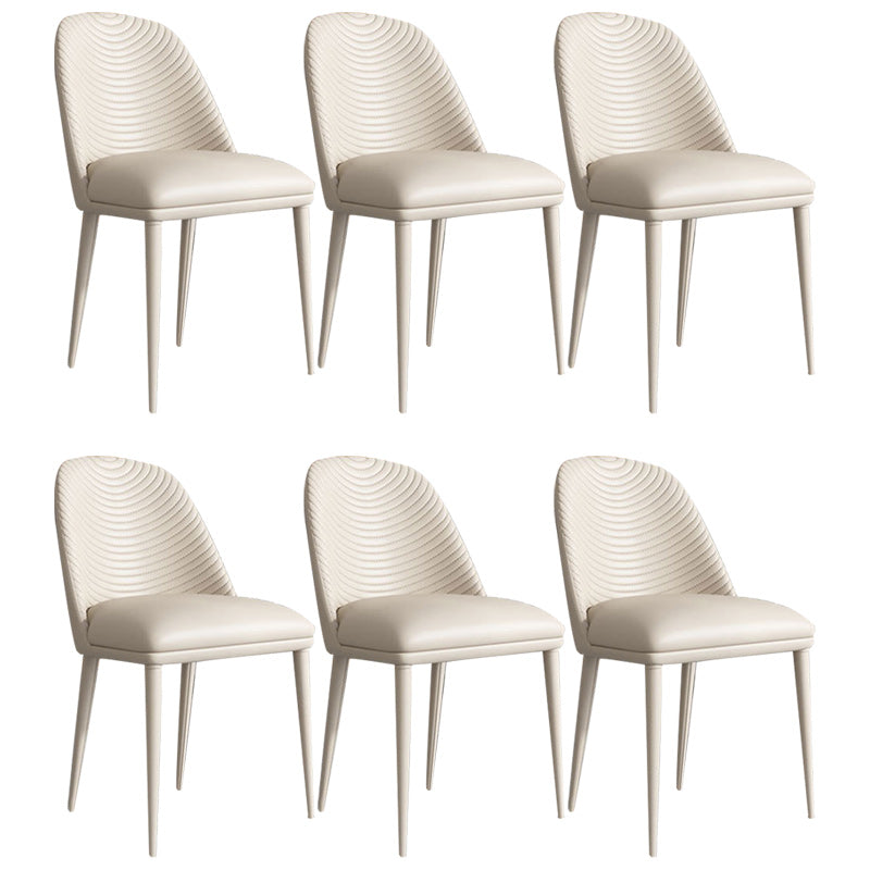 Modern Style Faux Leather Dining Chairs Metal Armless Dining Chair for Home Use Off-White 6 Piece Set Clearhalo 'Dining Chairs' 'Dining Tables & Seating' 'dining_chair' 'furn' 'furn_dining_chair' 'Furniture' 'Kitchen & Dining Furniture' 5226287