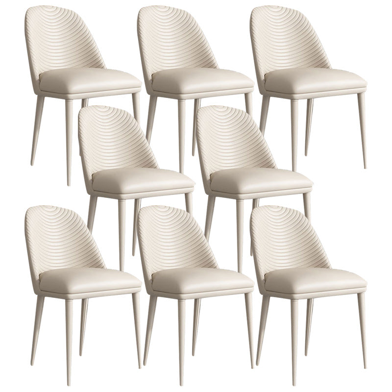 Modern Style Faux Leather Dining Chairs Metal Armless Dining Chair for Home Use Off-White 8 Piece Set Clearhalo 'Dining Chairs' 'Dining Tables & Seating' 'dining_chair' 'furn' 'furn_dining_chair' 'Furniture' 'Kitchen & Dining Furniture' 5226289