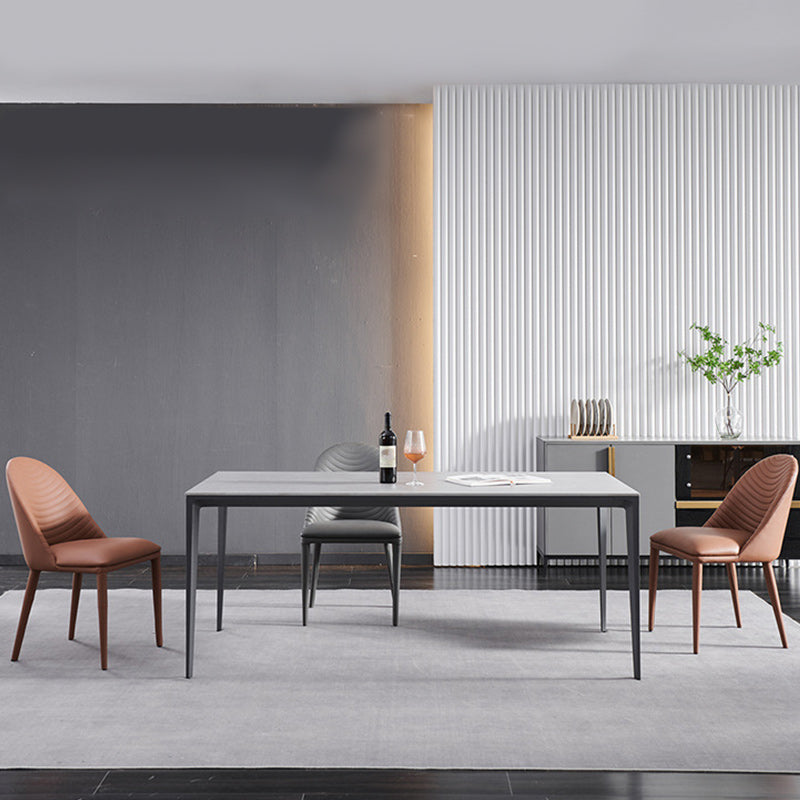 Eigentijdse faux lederen eetstoelen stoelen metalen armloze eetkamerstoelen