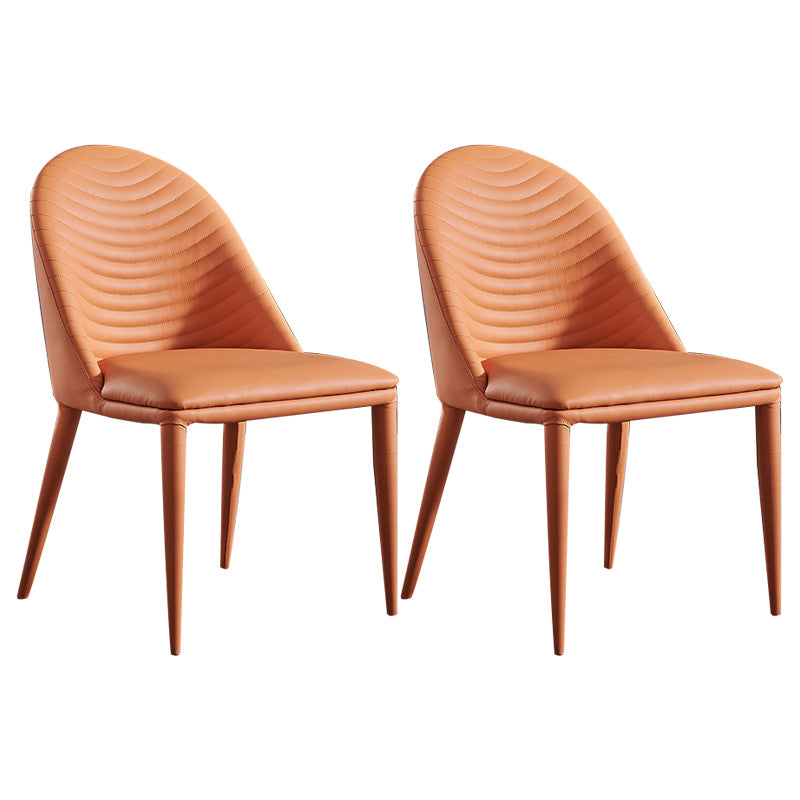 Eigentijdse faux lederen eetstoelen stoelen metalen armloze eetkamerstoelen