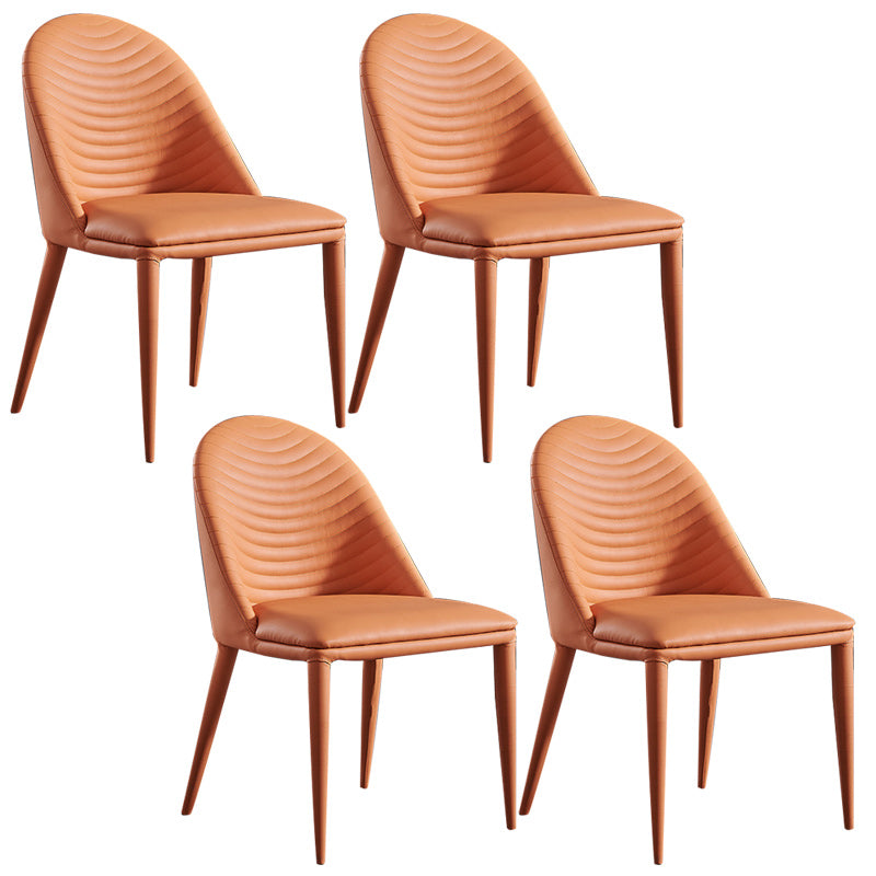 Eigentijdse faux lederen eetstoelen stoelen metalen armloze eetkamerstoelen