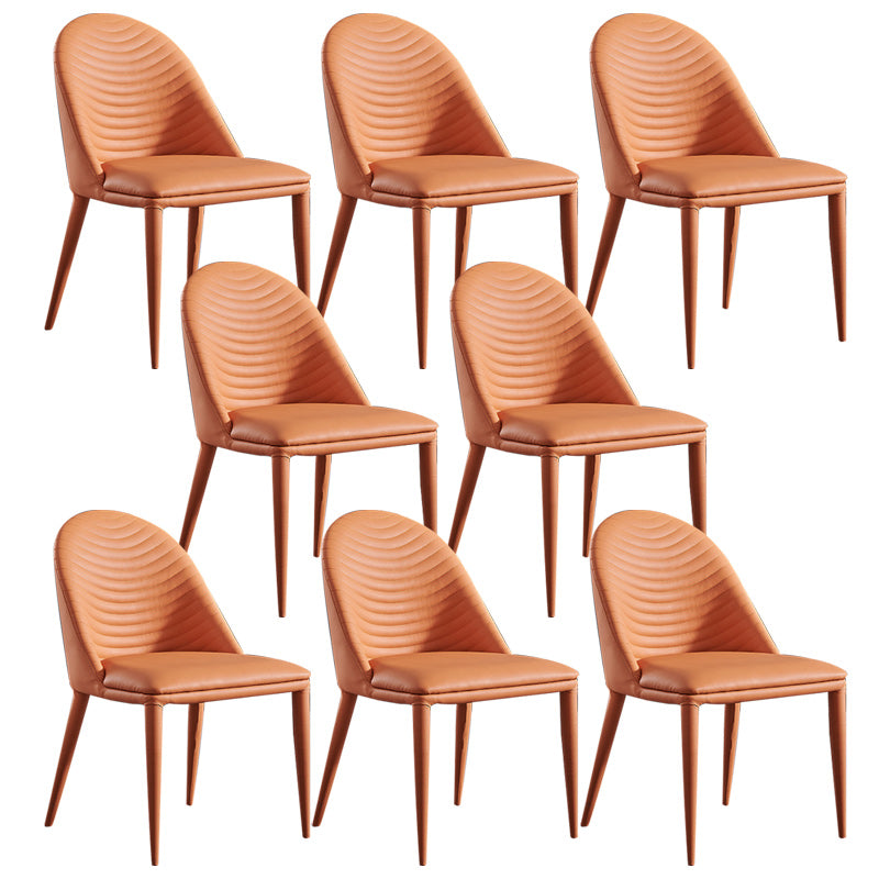 Eigentijdse faux lederen eetstoelen stoelen metalen armloze eetkamerstoelen