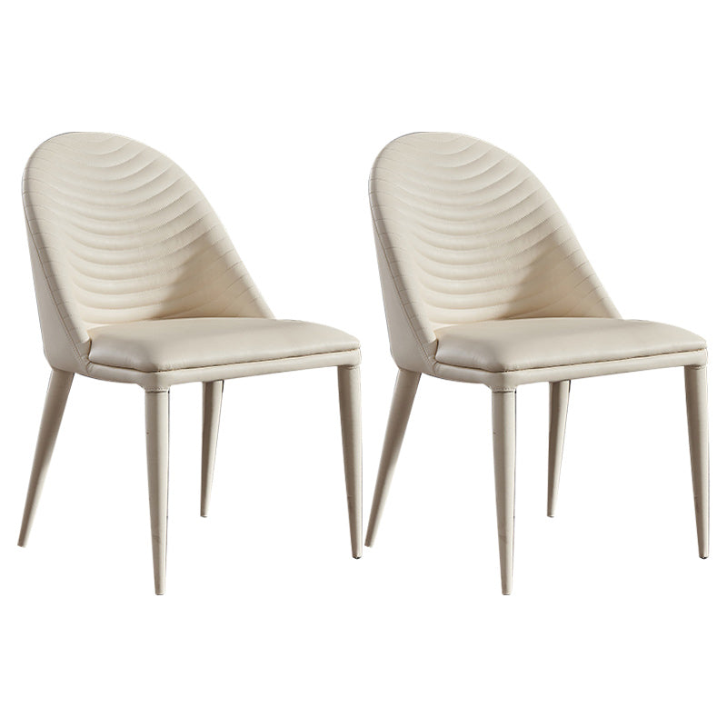 Eigentijdse faux lederen eetstoelen stoelen metalen armloze eetkamerstoelen