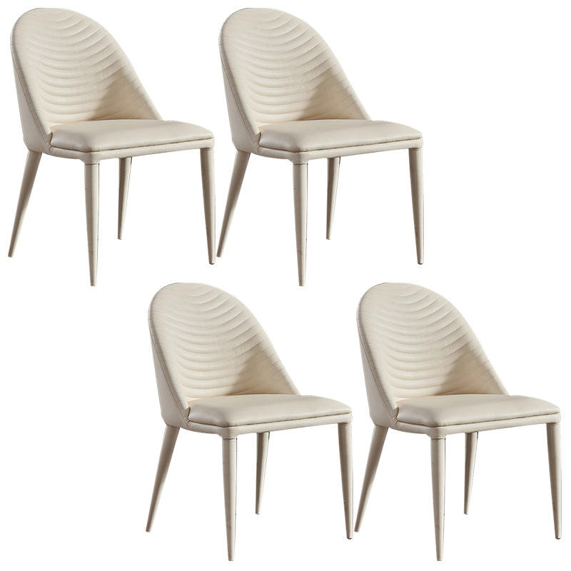 Eigentijdse faux lederen eetstoelen stoelen metalen armloze eetkamerstoelen