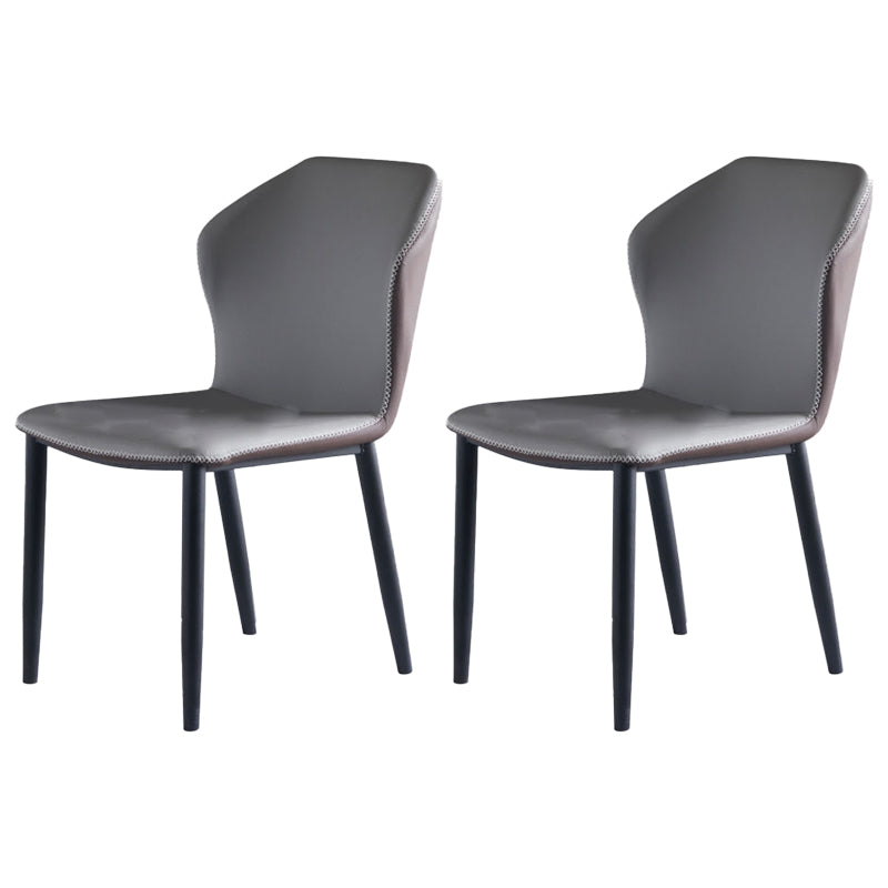 Modern Style Faux Leather Dining Chair Armless Wingback Side Chair for Home Use Grey 2 Piece Set Clearhalo 'Dining Chairs' 'Dining Tables & Seating' 'dining_chair' 'furn' 'furn_dining_chair' 'Furniture' 'Kitchen & Dining Furniture' 5226479