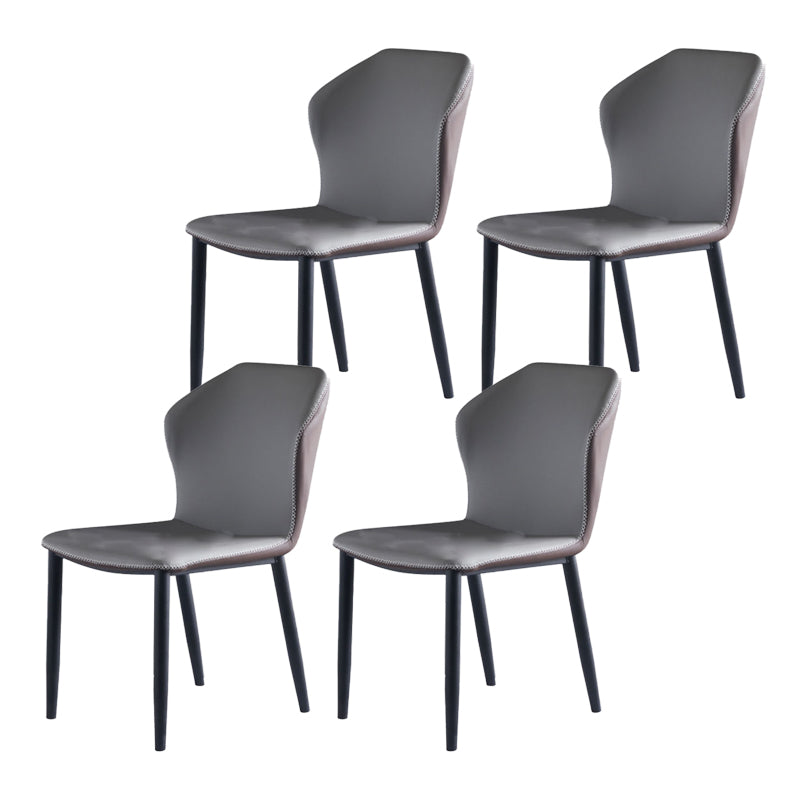 Modern Style Faux Leather Dining Chair Armless Wingback Side Chair for Home Use Grey 4 Piece Set Clearhalo 'Dining Chairs' 'Dining Tables & Seating' 'dining_chair' 'furn' 'furn_dining_chair' 'Furniture' 'Kitchen & Dining Furniture' 5226480