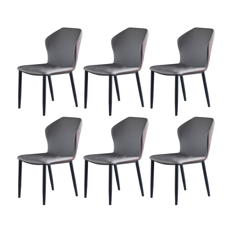 Modern Style Faux Leather Dining Chair Armless Wingback Side Chair for Home Use Grey 6 Piece Set Clearhalo 'Dining Chairs' 'Dining Tables & Seating' 'dining_chair' 'furn' 'furn_dining_chair' 'Furniture' 'Kitchen & Dining Furniture' 5226482