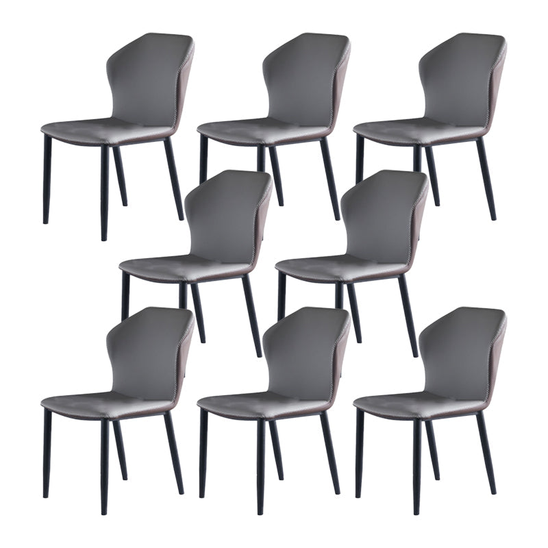 Modern Style Faux Leather Dining Chair Armless Wingback Side Chair for Home Use Grey 8 Piece Set Clearhalo 'Dining Chairs' 'Dining Tables & Seating' 'dining_chair' 'furn' 'furn_dining_chair' 'Furniture' 'Kitchen & Dining Furniture' 5226485