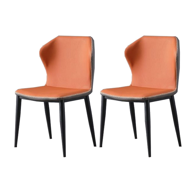 Modern Style Faux Leather Dining Chair Armless Wingback Side Chair for Home Use Orange 2 Piece Set Clearhalo 'Dining Chairs' 'Dining Tables & Seating' 'dining_chair' 'furn' 'furn_dining_chair' 'Furniture' 'Kitchen & Dining Furniture' 5226487