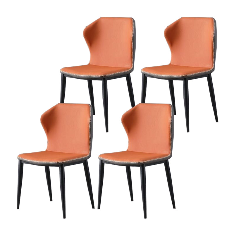 Modern Style Faux Leather Dining Chair Armless Wingback Side Chair for Home Use Orange 4 Piece Set Clearhalo 'Dining Chairs' 'Dining Tables & Seating' 'dining_chair' 'furn' 'furn_dining_chair' 'Furniture' 'Kitchen & Dining Furniture' 5226488