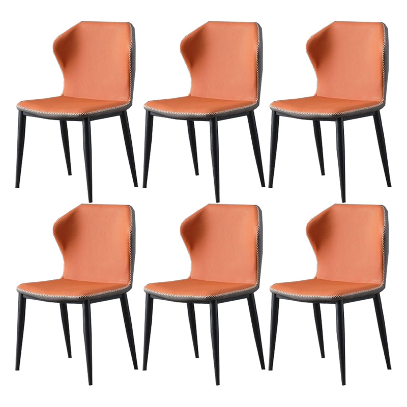 Modern Style Faux Leather Dining Chair Armless Wingback Side Chair for Home Use Orange 6 Piece Set Clearhalo 'Dining Chairs' 'Dining Tables & Seating' 'dining_chair' 'furn' 'furn_dining_chair' 'Furniture' 'Kitchen & Dining Furniture' 5226490