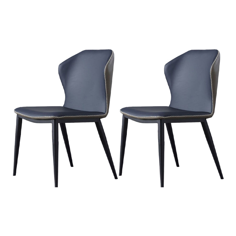 Modern Style Faux Leather Dining Chair Armless Wingback Side Chair for Home Use Blue 2 Piece Set Clearhalo 'Dining Chairs' 'Dining Tables & Seating' 'dining_chair' 'furn' 'furn_dining_chair' 'Furniture' 'Kitchen & Dining Furniture' 5226494