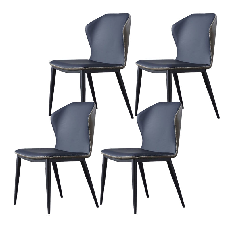 Modern Style Faux Leather Dining Chair Armless Wingback Side Chair for Home Use Blue 4 Piece Set Clearhalo 'Dining Chairs' 'Dining Tables & Seating' 'dining_chair' 'furn' 'furn_dining_chair' 'Furniture' 'Kitchen & Dining Furniture' 5226496