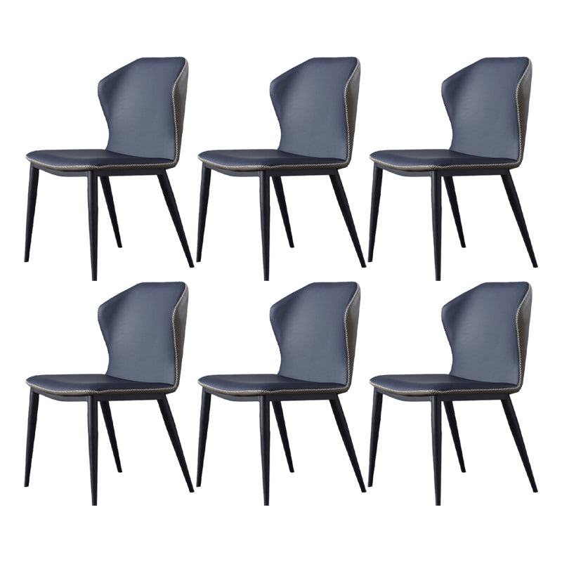 Modern Style Faux Leather Dining Chair Armless Wingback Side Chair for Home Use Blue 6 Piece Set Clearhalo 'Dining Chairs' 'Dining Tables & Seating' 'dining_chair' 'furn' 'furn_dining_chair' 'Furniture' 'Kitchen & Dining Furniture' 5226497