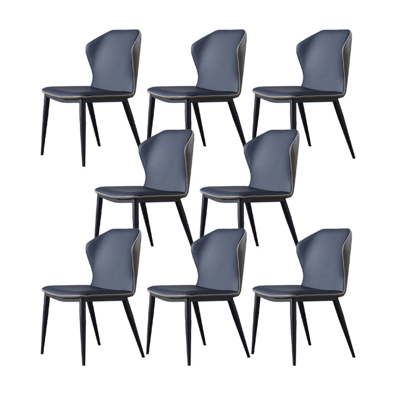 Modern Style Faux Leather Dining Chair Armless Wingback Side Chair for Home Use Blue 8 Piece Set Clearhalo 'Dining Chairs' 'Dining Tables & Seating' 'dining_chair' 'furn' 'furn_dining_chair' 'Furniture' 'Kitchen & Dining Furniture' 5226498
