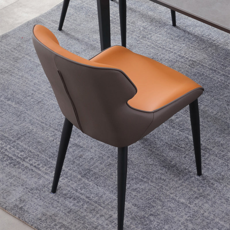Sedia da pranzo in pelle finta moderna sedia laterale del braccio di wingback per uso domestico