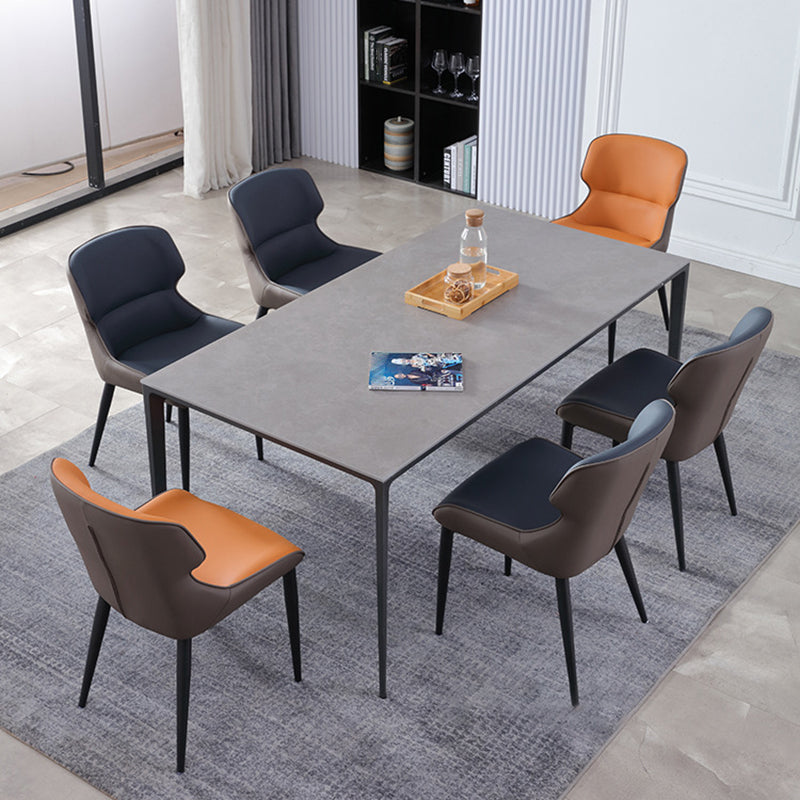 Sedia da pranzo in pelle finta moderna sedia laterale del braccio di wingback per uso domestico