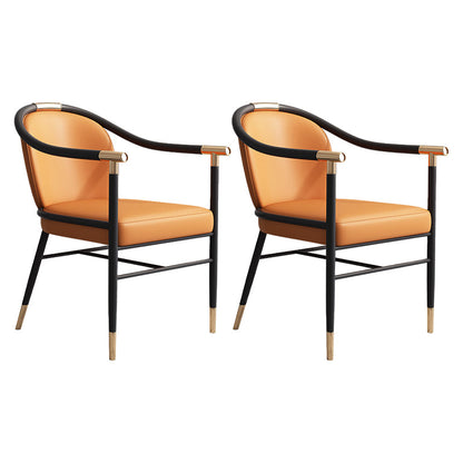 Glam faux lederen eetkamerstoelen metalen arm eetkamerstoelen voor thuisgebruik