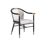 Glam faux lederen eetkamerstoelen metalen arm eetkamerstoelen voor thuisgebruik