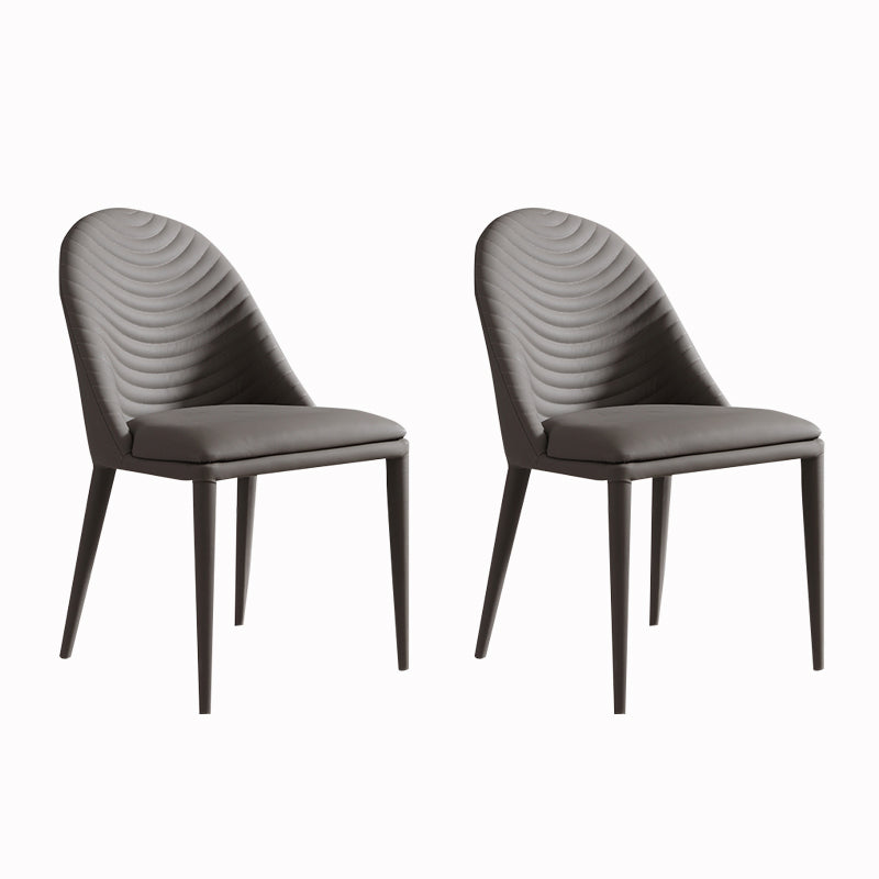 Minimalist Style Leather Dining Chairs for Home Armless Solid Back Side Chairs Grey 2 Piece Set Clearhalo 'Dining Chairs' 'Dining Tables & Seating' 'dining_chair' 'furn' 'furn_dining_chair' 'Furniture' 'Kitchen & Dining Furniture' 5226602